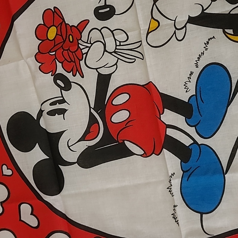 Vintg 80s Disney Bandana Scarf Woronowicz S River NJ RN16463 Mickey Mouse Hearts - Picture 2 of 8